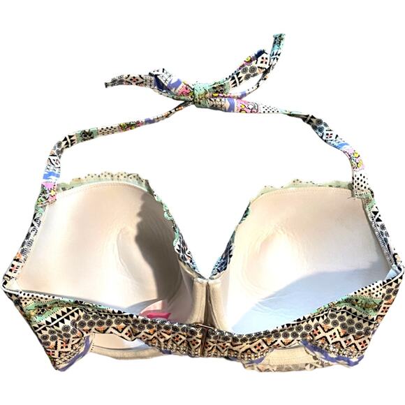 Victoria's Secret Scalloped Getaway Halter top Underwire Metallic Print 36DD - Picture 3 of 5